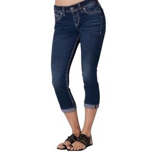 Silver Jeans Suki Capri Dark Wash Low Rise Denim Jeans Size 29